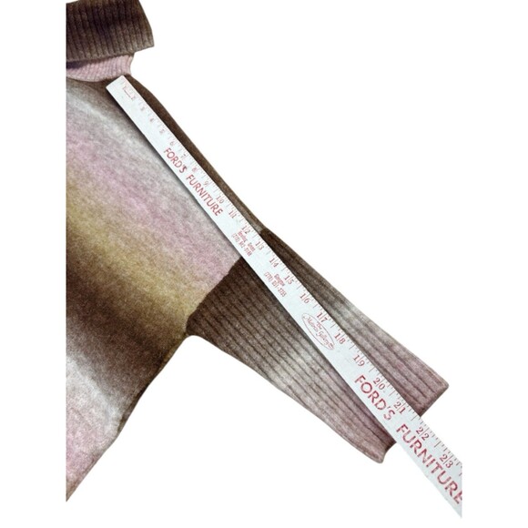 Loft Ombre Turtleneck Poncho Stripe Pullover Knit Oversize Sweater Medium Cozy - Picture 10 of 10